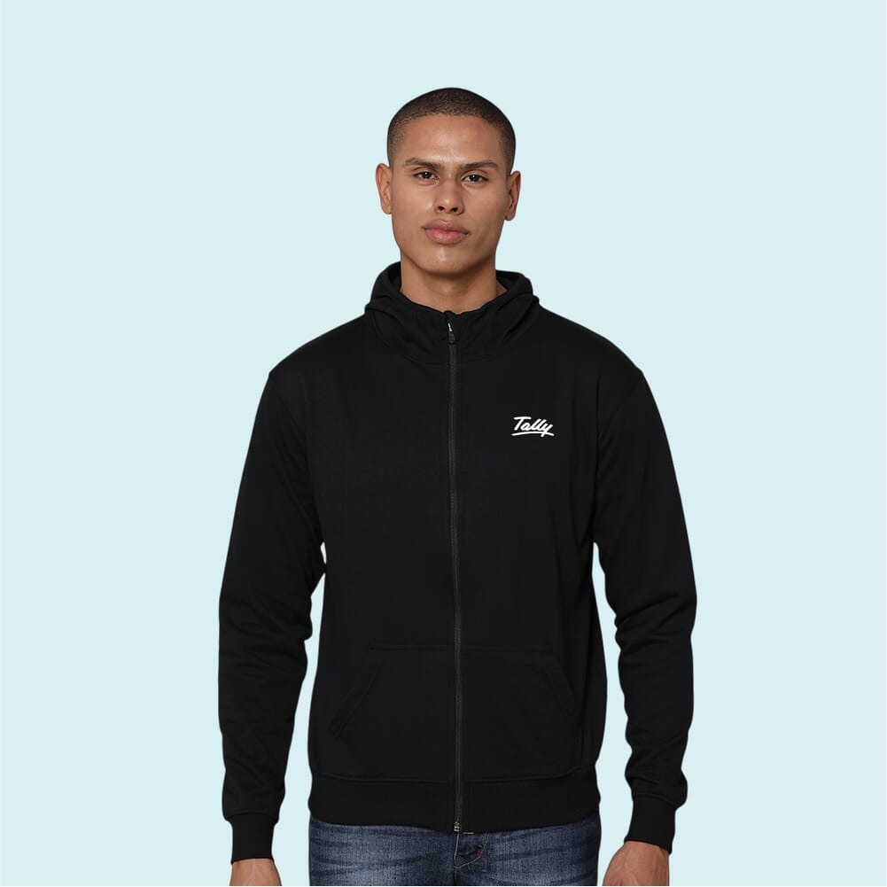 Greys&Blues Rocky Hoodie with Zip- Black